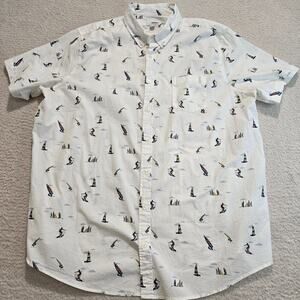 Sonoma Casual Short Sleeve Button-down Shirt Men's 2XL Surfer Sailing Adventure